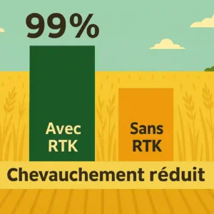 Infographie 99 % chevauchement réduit – Avec RTK vs Sans RTK