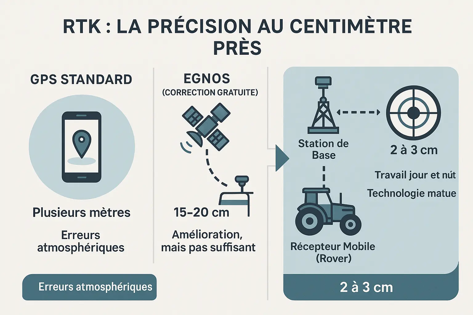 Comparaison GPS standard et RTK agricole