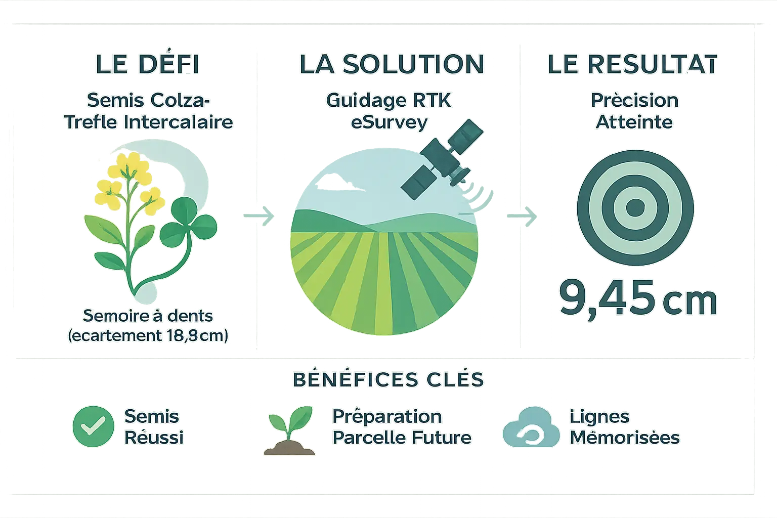 Agriculture - Semis de colza et trèfle avec guidage RTK