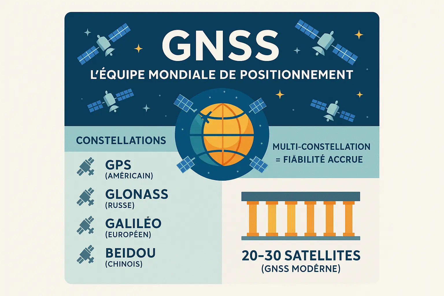 Illustration des constellations GNSS