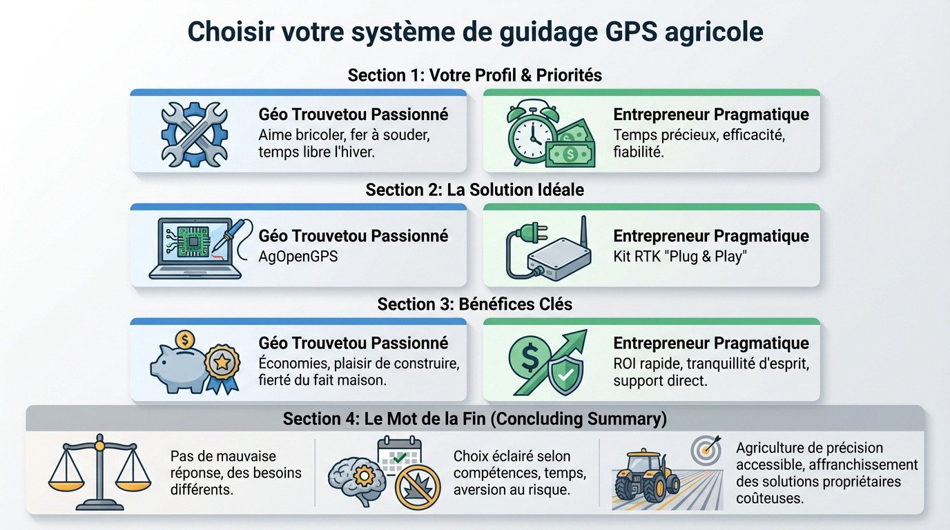 Comparaison entre autoguidage DIY AgOpenGPS et kit RTK agricole prêt à l'emploi