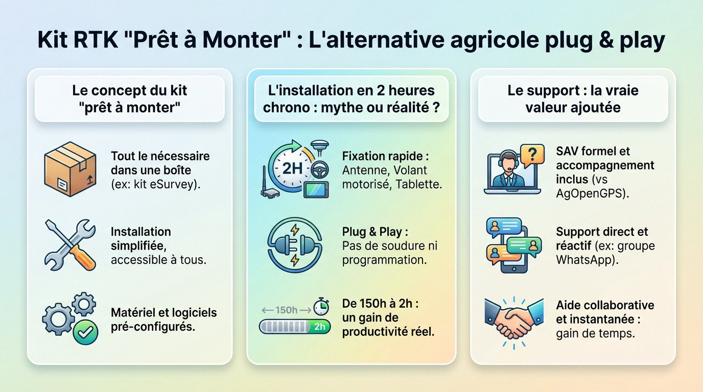 Kit autoguidage RTK eSurvey complet prêt à monter sur tracteur agricole