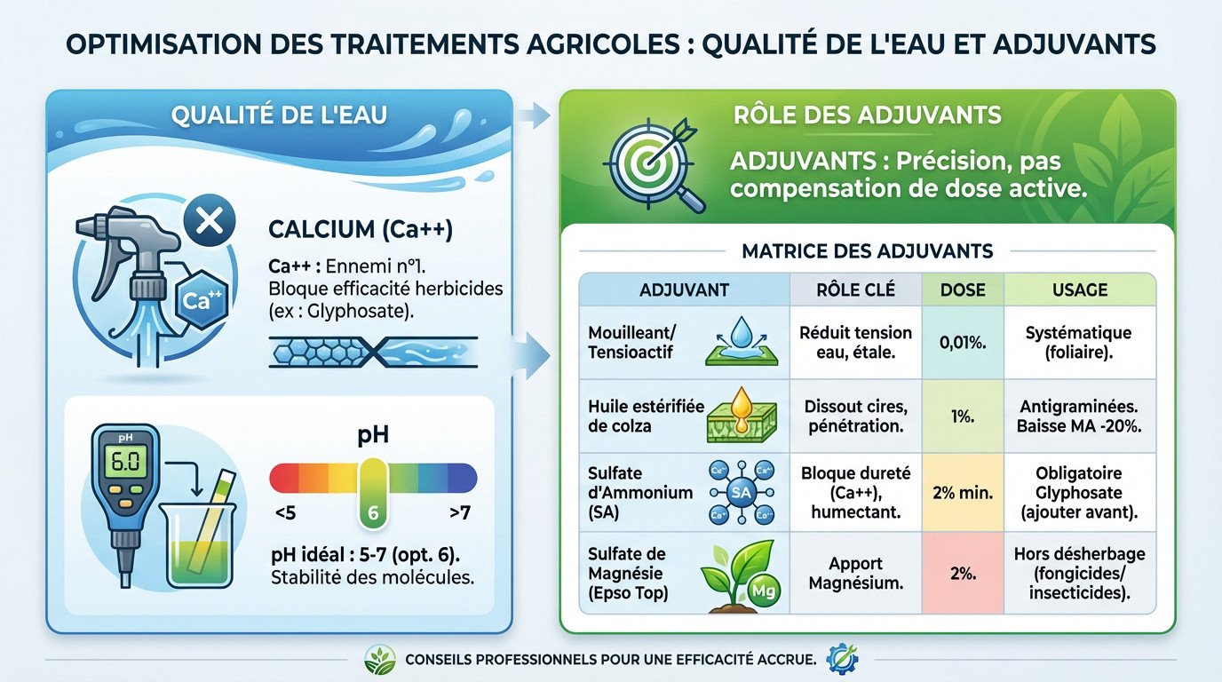 Optimisation de la pulvérisation agricole : gestion de l'eau et choix des adjuvants