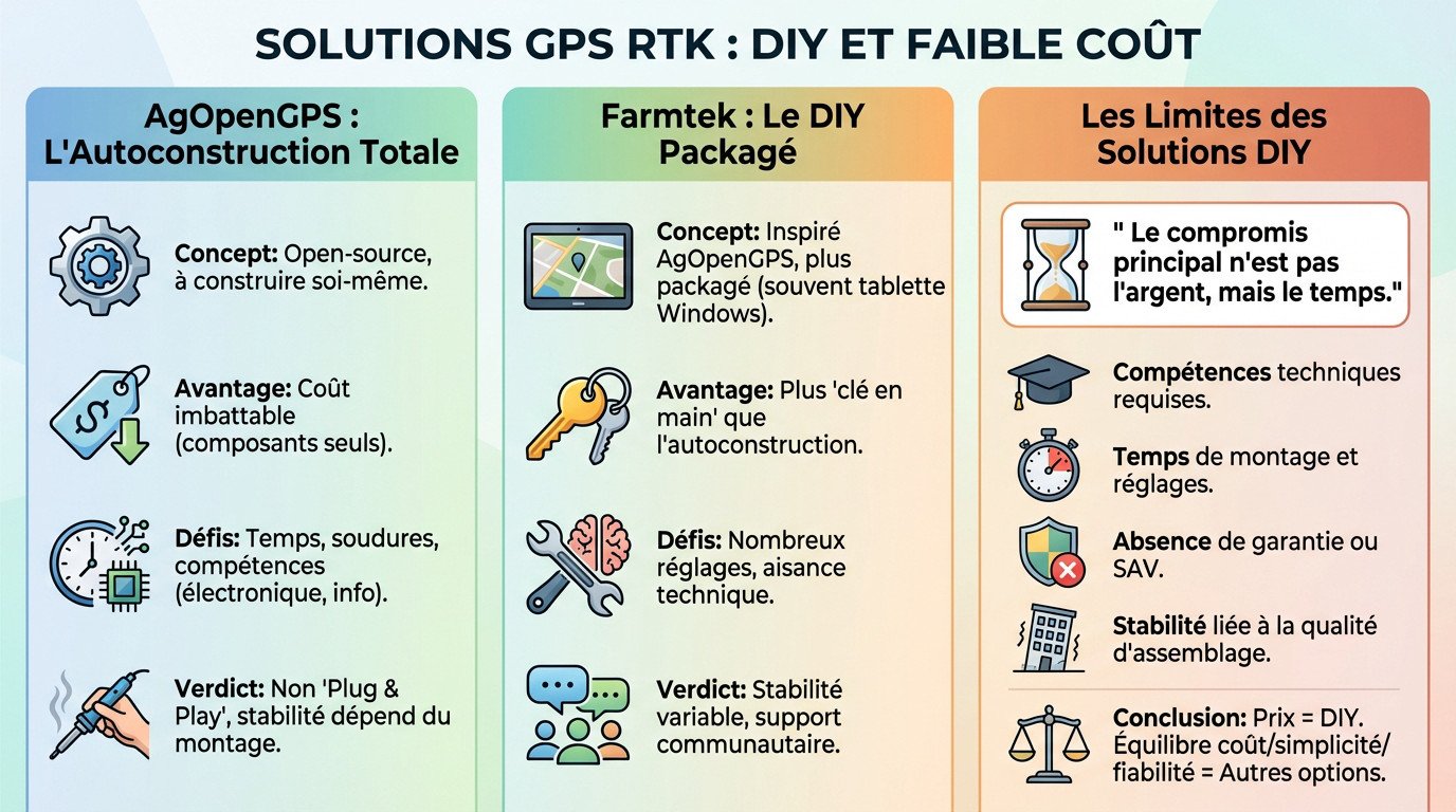 Installation d'un système GPS RTK agricole en autoconstruction avec tablette et moteur électrique