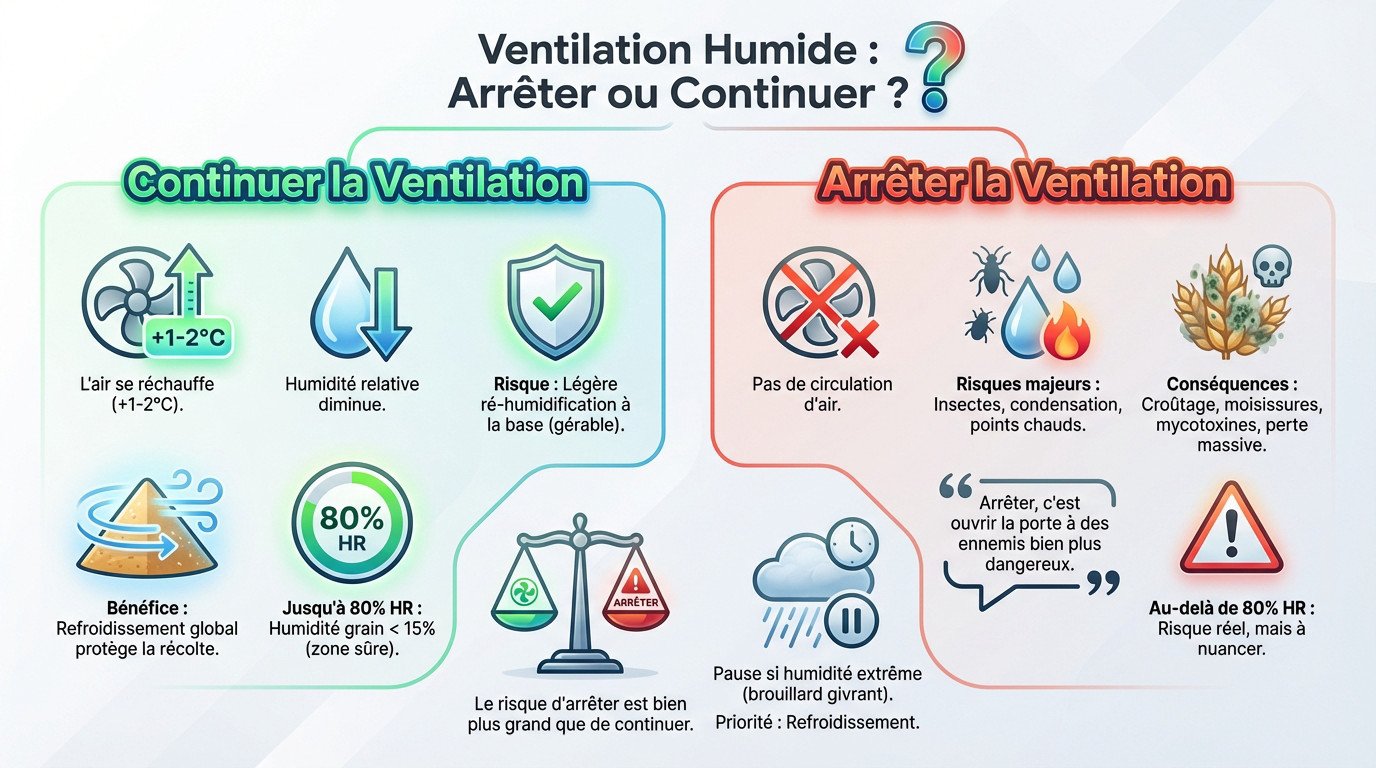 Ventilation des céréales sous la pluie : gestion des risques humidité et température