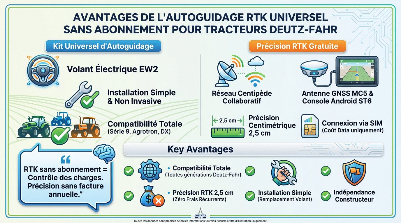 Installation d'un kit autoguidage RTK universel sur un tracteur Deutz-Fahr