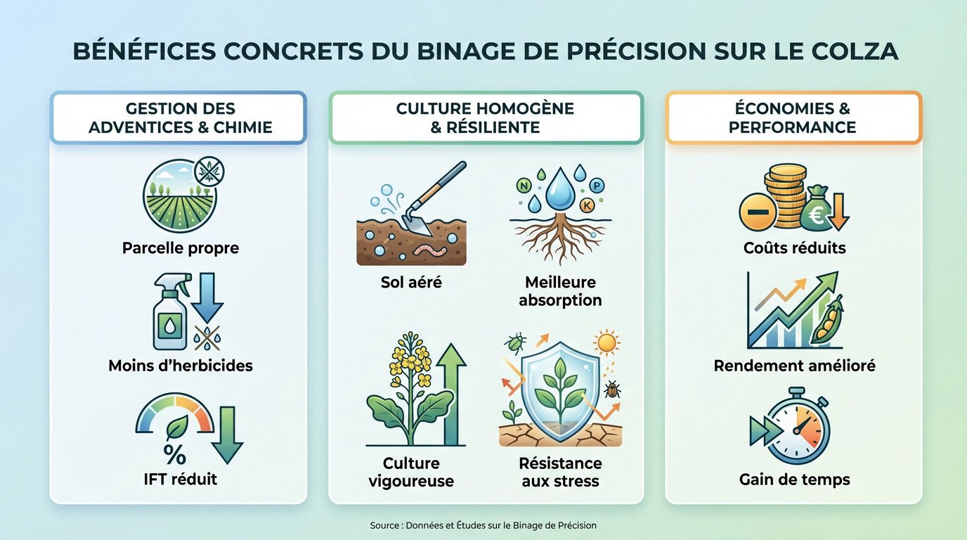 Comparaison d'un colza biné au RTK avec inter-rang propre face à une parcelle témoin