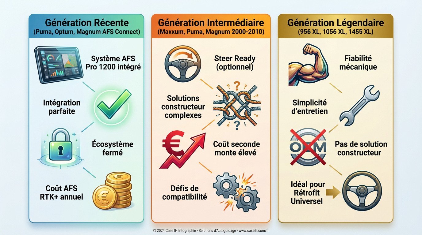 Comparaison des solutions d'autoguidage pour tracteurs Case IH récents et anciens modèles XL