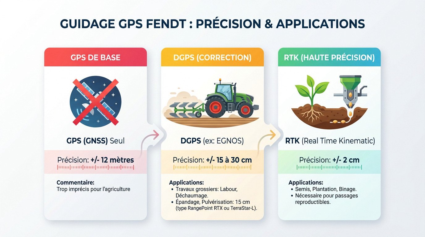 Tracteur Fendt au travail utilisant le guidage GPS VarioGuide pour une agriculture de précision
