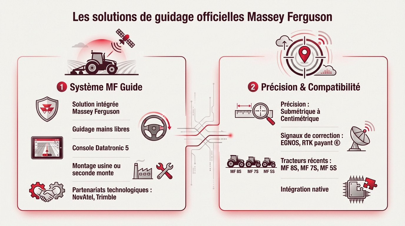 Tracteur Massey Ferguson équipé du système de guidage MF Guide dans un champ