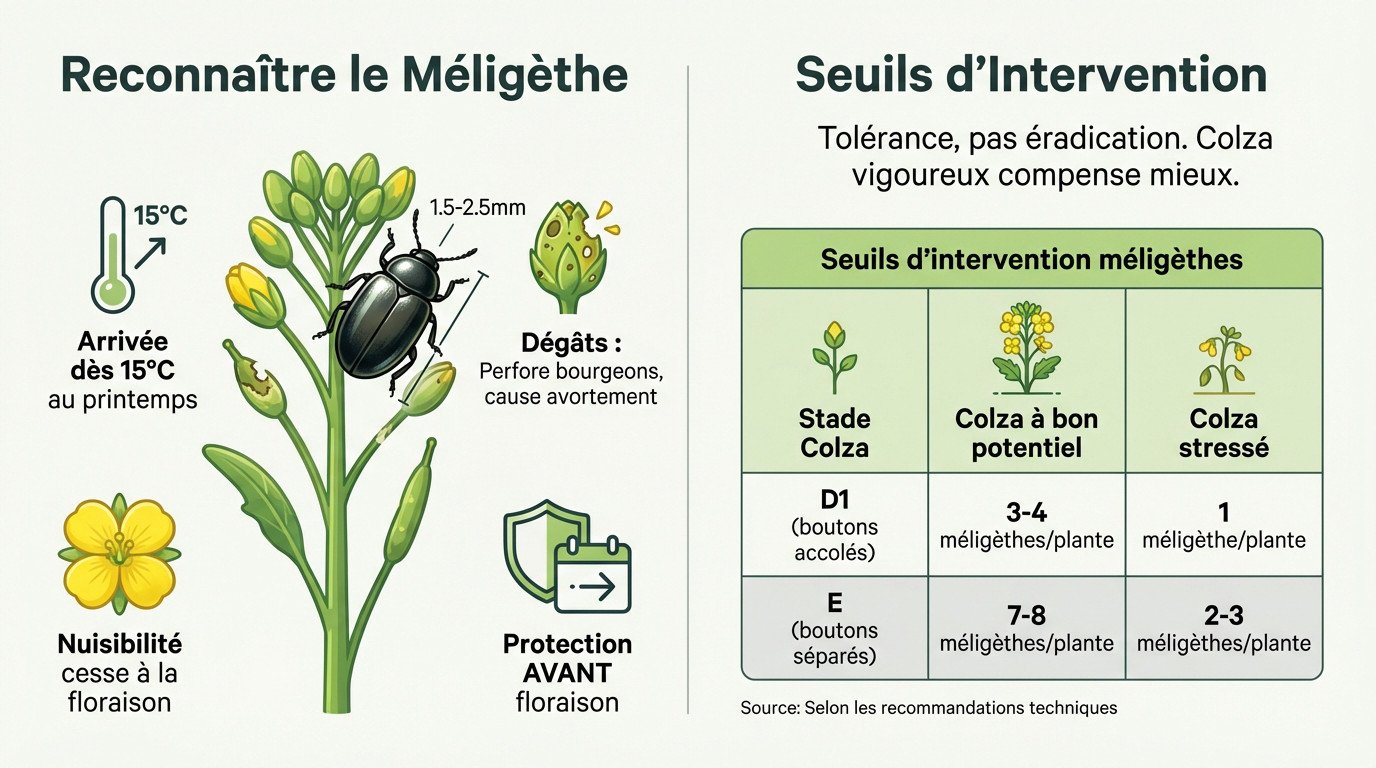 Méligèthe du colza sur un bouton floral : identification et seuils de traitement