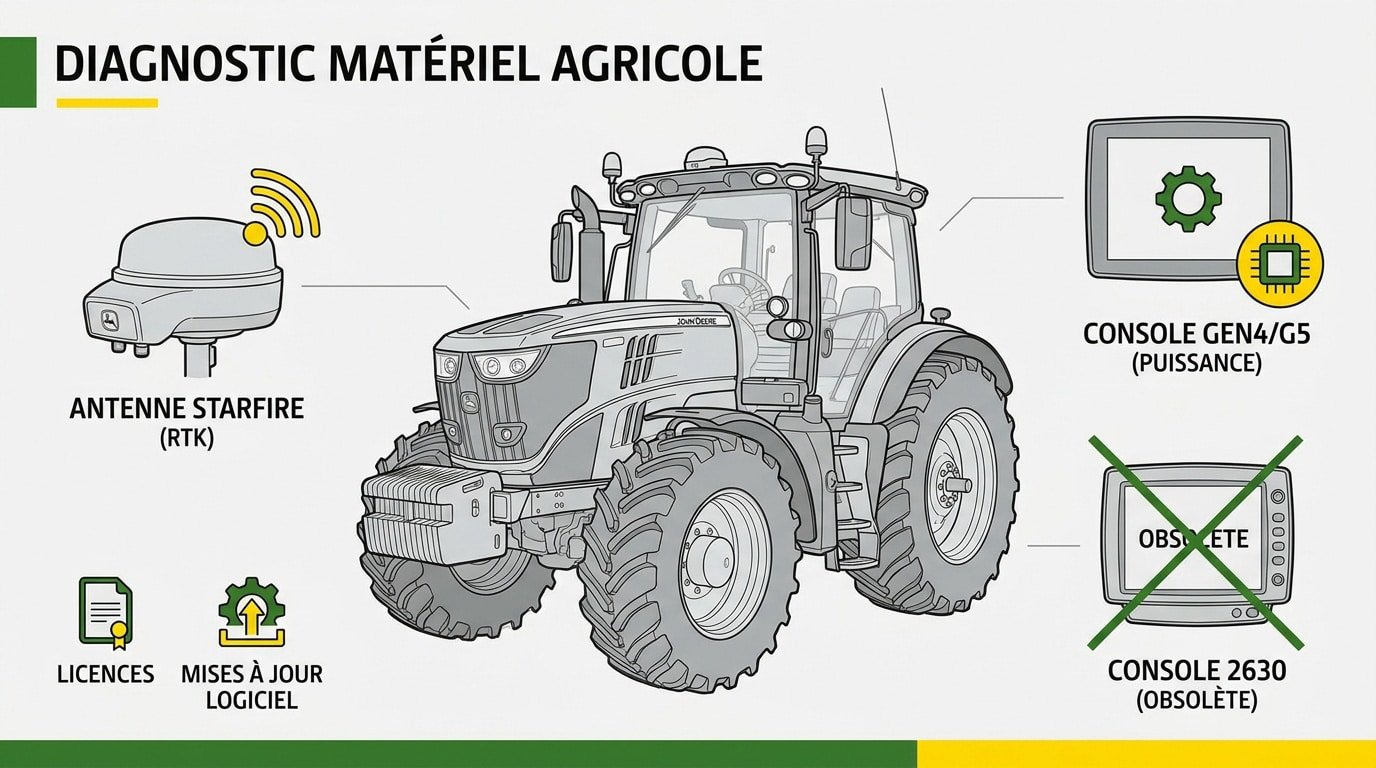 Diagnostic tracteur console récepteur licences avant CRG ou AutoPath